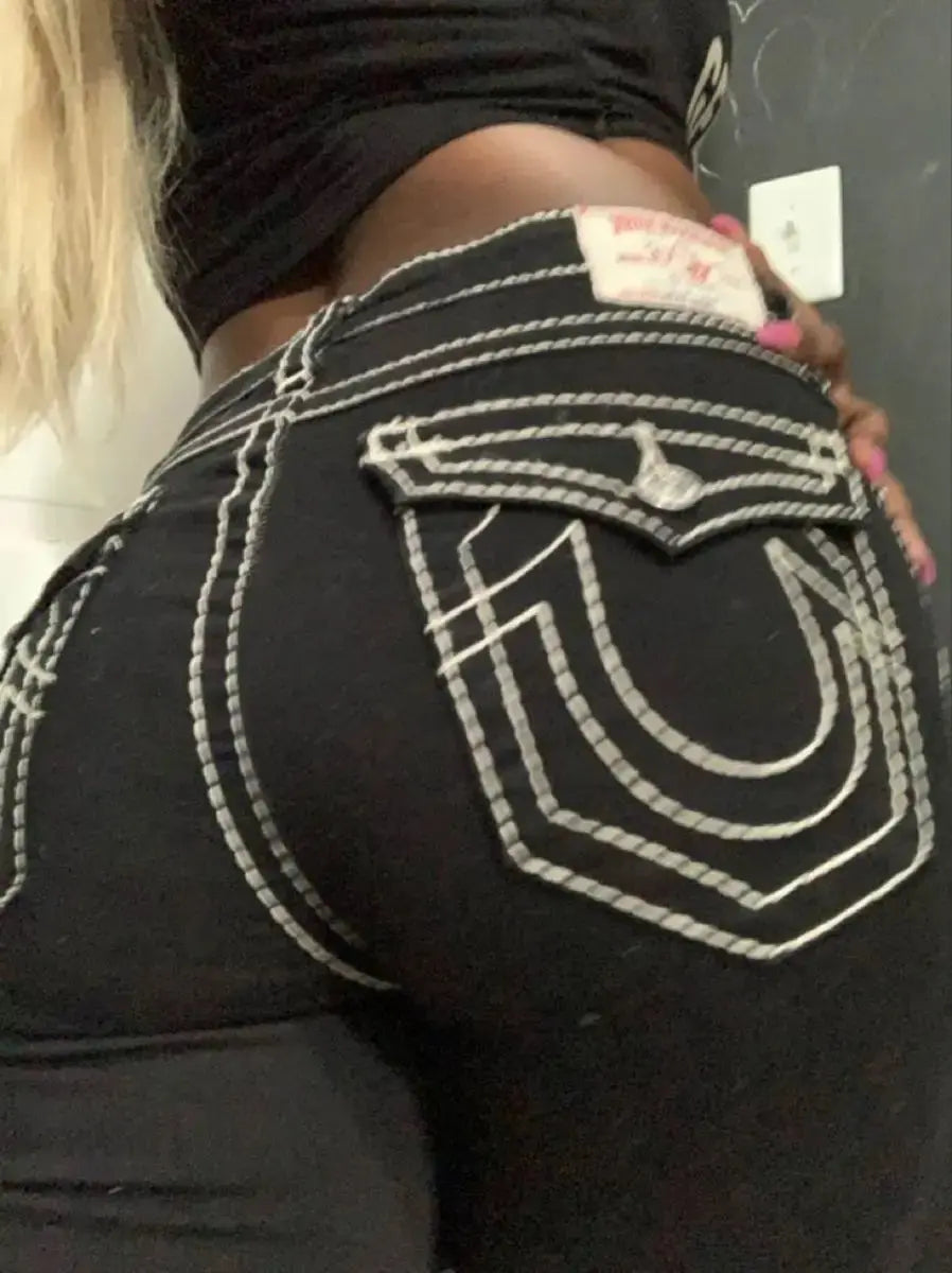 Y2k 2000s Statue of liberty Diamonds Jeans Casual Denim Pants High Waist Straight Wide Leg Jeans Harajuku Vintage Women Clothing - DRACO COUTURE