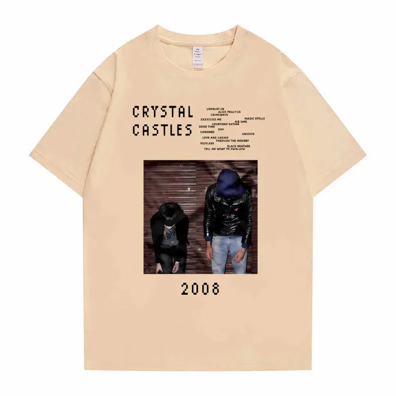 Crystal Castles Graphic T Shirts Male Gothic Music Band T Shirt Men's Vintage Tshirt Men Women Hip Hop Rock Oversized T-shirts - DRACO COUTURE