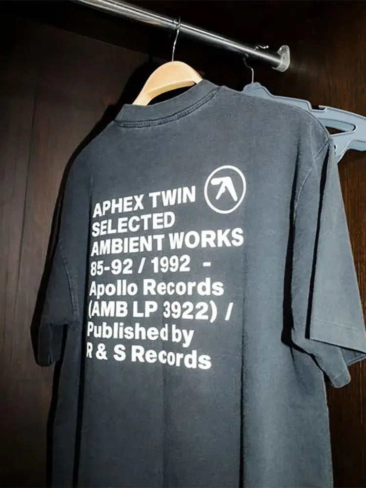 T-Shirt Aphex Twin Washed Black Print - DRACO COUTURE