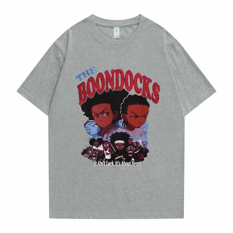 New The Boondocks Huey and Riley Print T-shirt Men Women Casual Fashion Tshirt Funny Man Cotton Tee Short Sleeve Hip Hop T Shirt - DRACO COUTURE