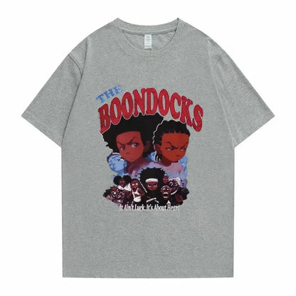 New The Boondocks Huey and Riley Print T-shirt Men Women Casual Fashion Tshirt Funny Man Cotton Tee Short Sleeve Hip Hop T Shirt - DRACO COUTURE