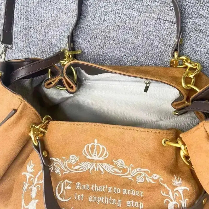 M6CC Unique Pumpkin Canvas Letter Large Shoulder Bag for Women with Chain Strap - DRACO COUTURE