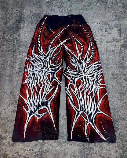 Harajuku Casual Pants Harajuku Gothic Graphic Print Elastic Waist Cotton Straight Jogging Trousers Men Women Hip Hop Street Wear - DRACO COUTURE