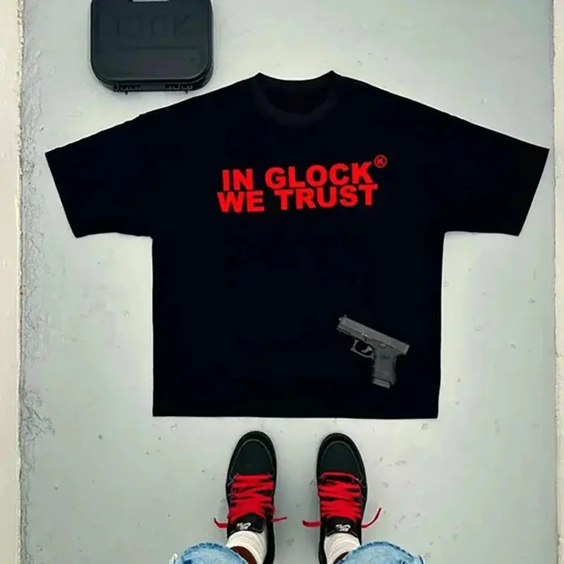 In Glock we Trust T-shirt Y2K Streetwear - DRACO COUTURE