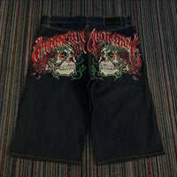 Shorts Y2K Czacha Red Text - DRACO COUTURE