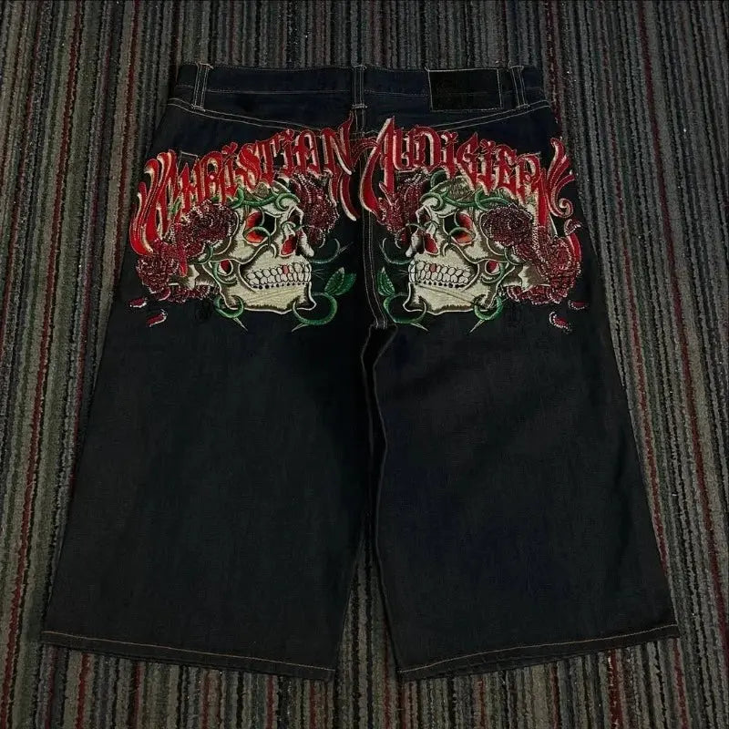 Shorts Y2K Czacha Red Text - DRACO COUTURE