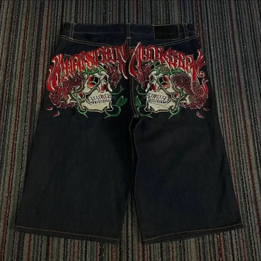 Shorts Y2K Czacha Red Text - DRACO COUTURE