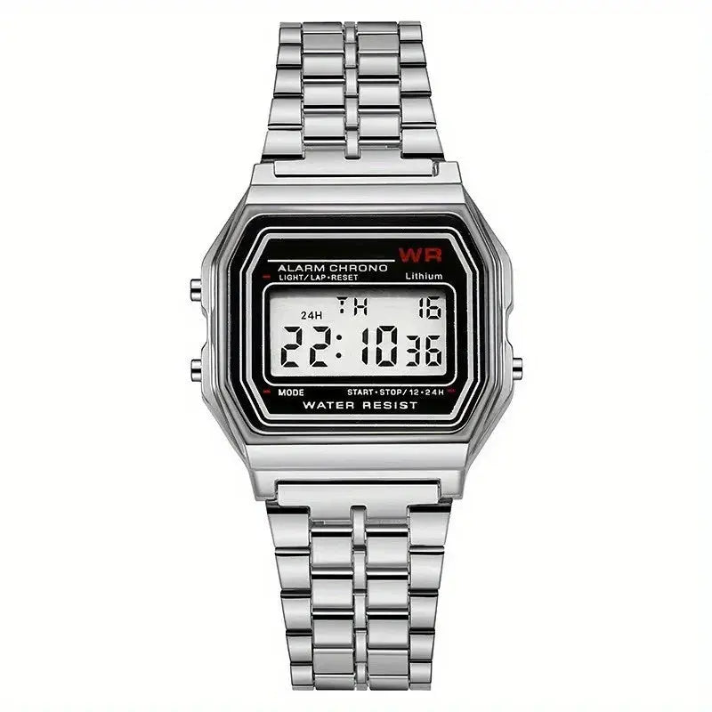 F91W Non-Waterproof Steel Band Watch For Women, Men, Business Clock, Multi-Functional LED Digital Sports Watch, Electronic Clock - DRACO COUTURE