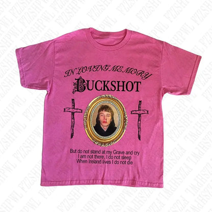 Vintage High Street Rock Short Sleeve T-Shirt Hip Hop Harajuku Y2K Casual Punk Streetwear Gothic print O-Neck Cotton Men's Tops - DRACO COUTURE