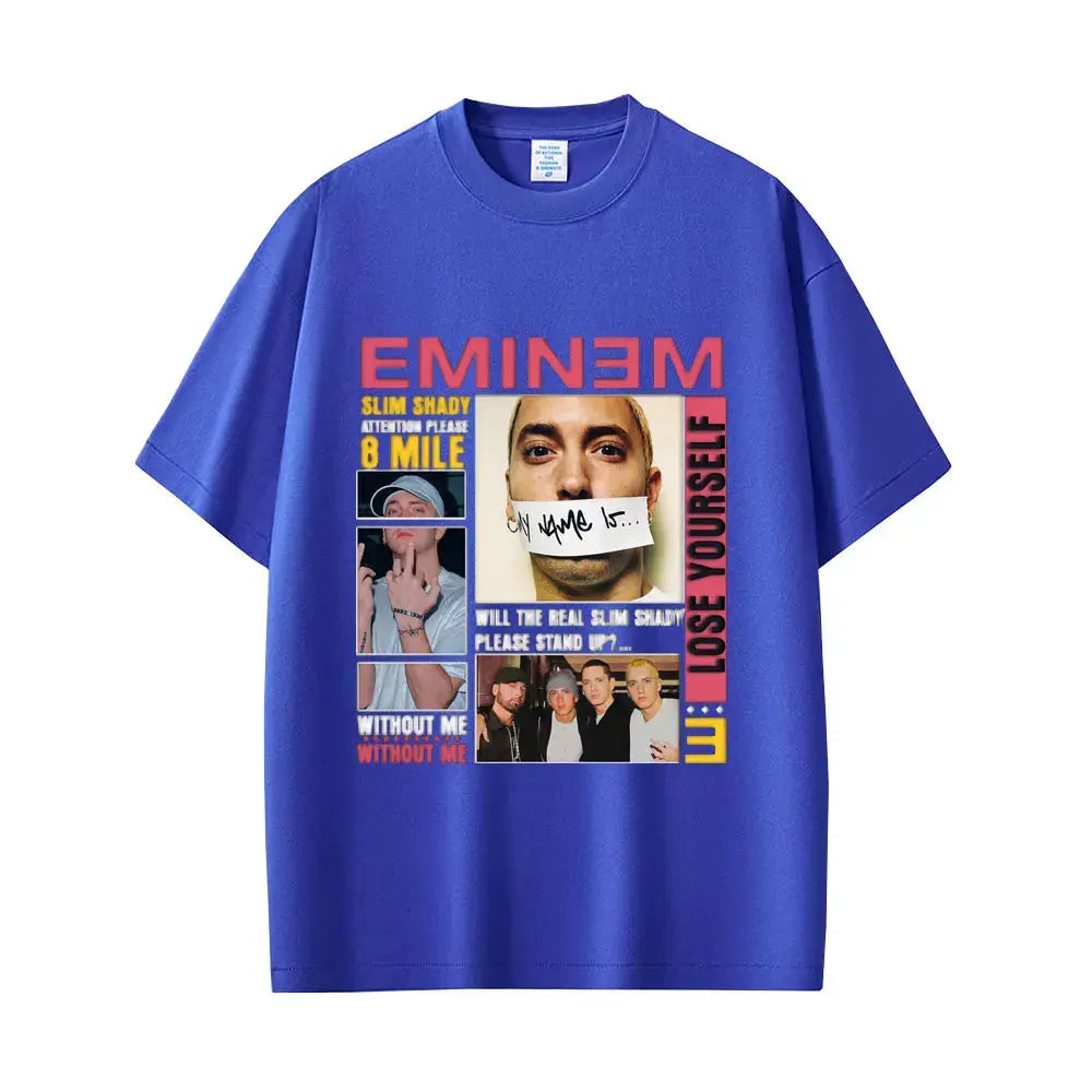 Rapper Eminem Slim Shady Pop Music T-shirt Men's Clothing Vintage Streetwear Men Women Hip Hop Fashion Short Sleeve Tops T Shirt - DRACO COUTURE