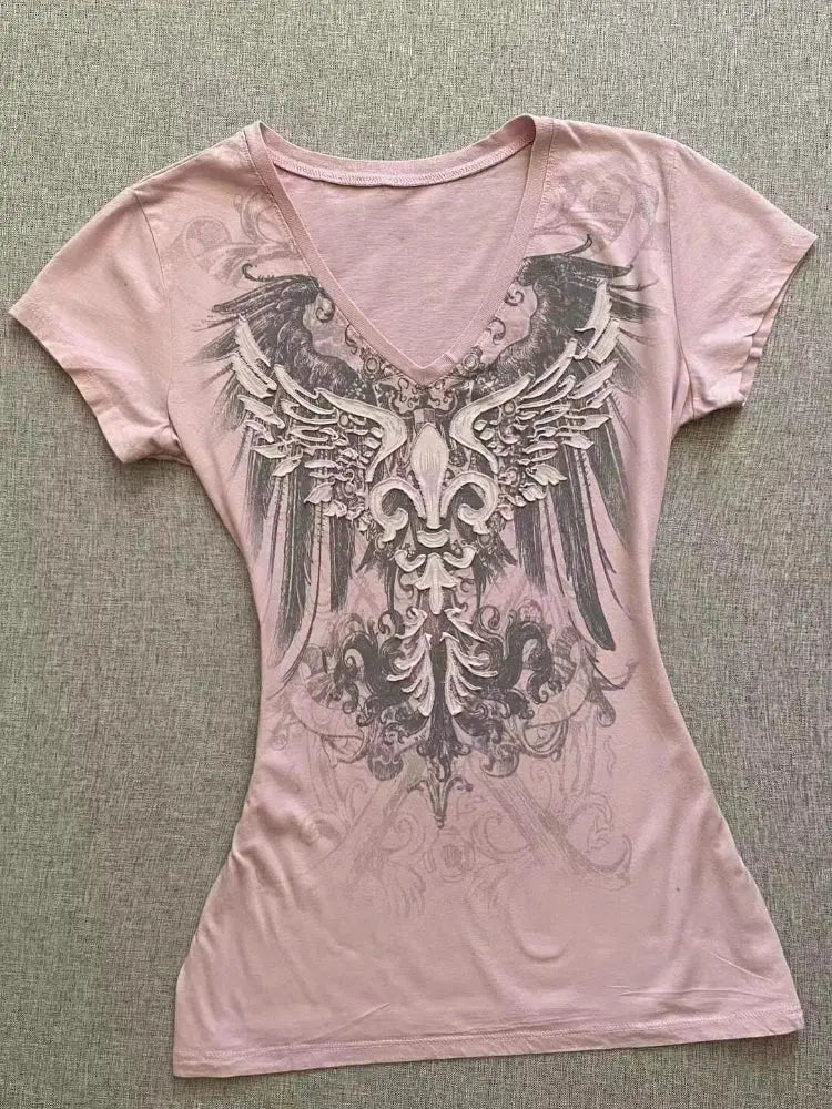 T-Shirt Women Y2K Streetwear Hot Girl Slim Fit - DRACO COUTURE