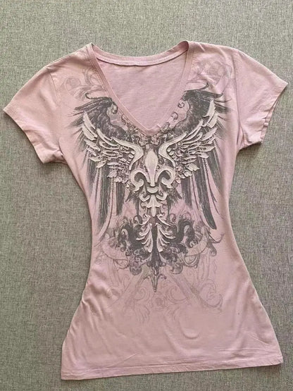 T-Shirt Women Y2K Streetwear Hot Girl Slim Fit - DRACO COUTURE