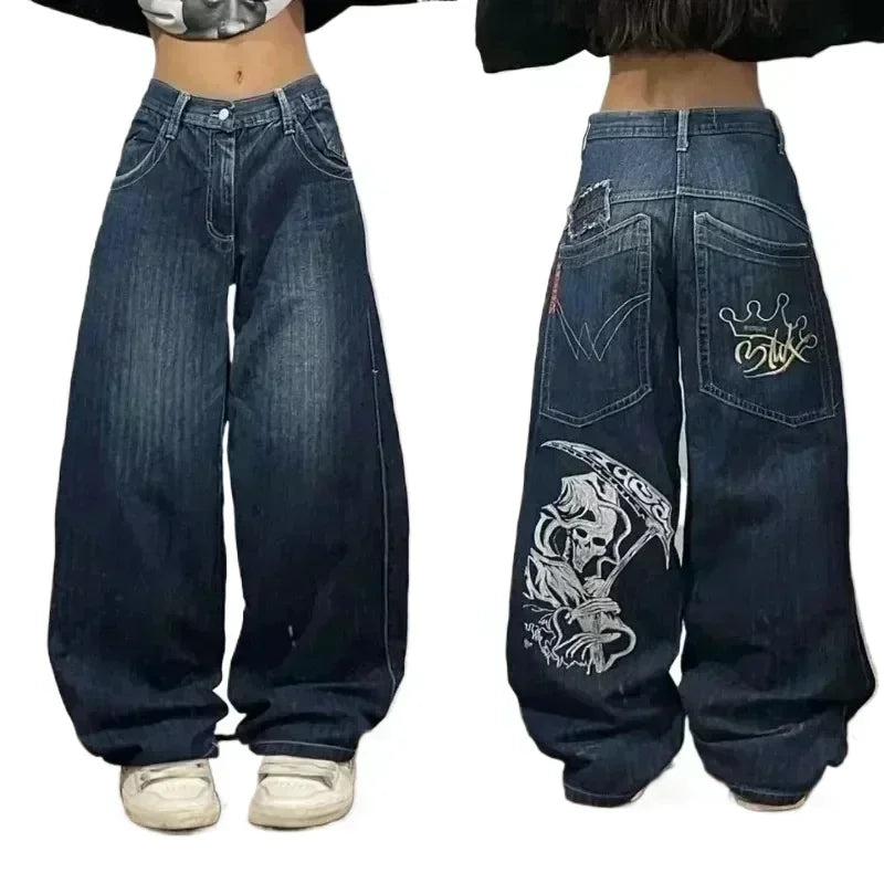 Y2K New Retro Sell Special Spot Washed Jeans Loose Oversized Wide Leg Pants Street Gothic Harajuku Floor Pants For Men And Women DRACO COUTURE