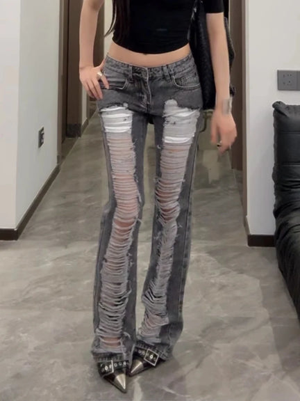 Ripped Jeans Damskie Y2K