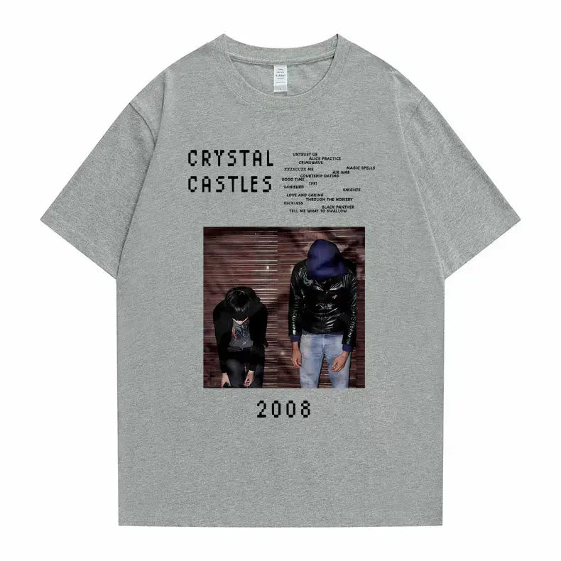 Crystal Castles Graphic T Shirts Male Gothic Music Band T Shirt Men's Vintage Tshirt Men Women Hip Hop Rock Oversized T-shirts - DRACO COUTURE