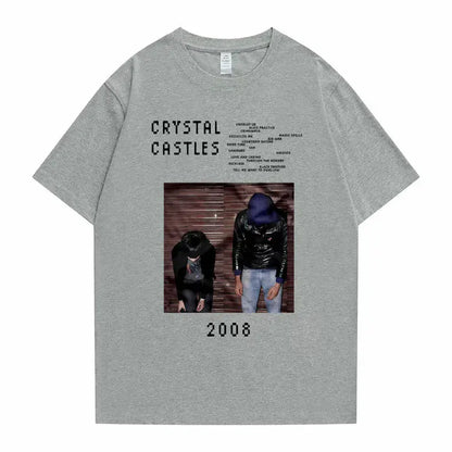 Crystal Castles Graphic T Shirts Male Gothic Music Band T Shirt Men's Vintage Tshirt Men Women Hip Hop Rock Oversized T-shirts - DRACO COUTURE