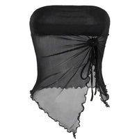 Y2k Aesthetic Gothic Sexy Women Sleeveles 90s Tank Tops Vintage translucency irregularity Camisole Crop Tops Clothes Girl Summer DRACO COUTURE