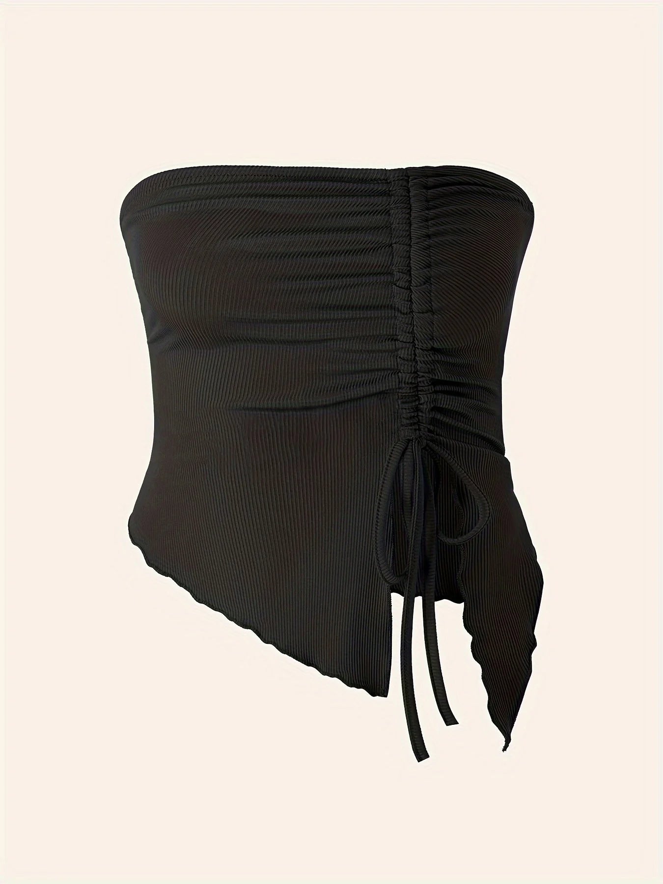 Spring and Summer New Drawstring Red Valentine's Day Party Ins Style Young Slit Asymmetrical Slim Off-Shoulder One-Shoulder Sexy Women's Top Wrapped Chest Vest DRACO COUTURE