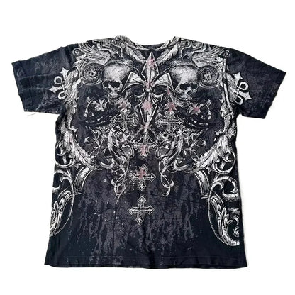 American Y2K New Hip Hop Joker Goth Print Cotton Short Sleeve T-shirt Women Street Casual Loose Punk T-shirt Unisex Summer Tees DRACO COUTURE