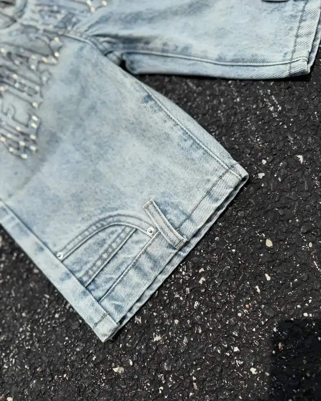 American Street Masonry Design Denim Shorts - DRACO COUTURE