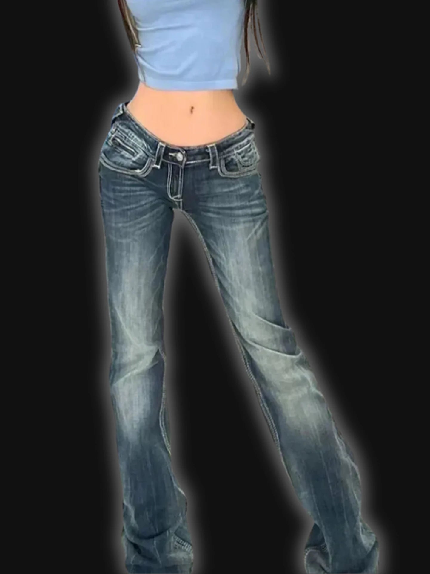 Vintage Streetwear Low Rise Flare Jeans - DRACO COUTURE