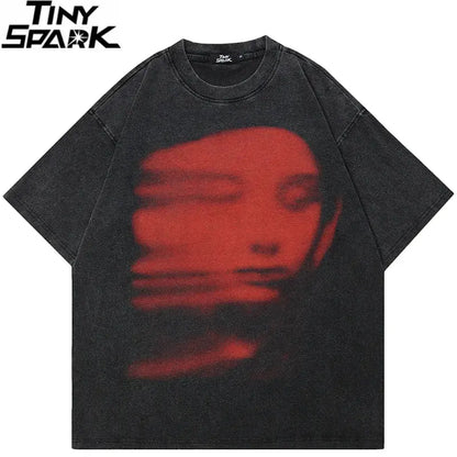 T-Shirt Red Face Y2K - DRACO COUTURE