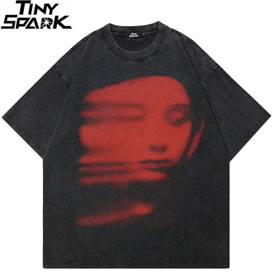T-Shirt Red Face Y2K - DRACO COUTURE