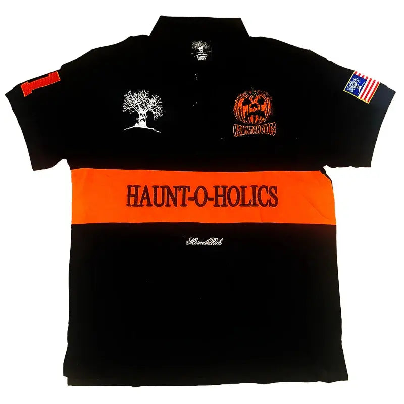 Y2K Haunted Polo Shirts Halloween Devil Pumpkin Pattern Embroidery Men Women Streetwear Gothic Hip Hop Rock Lapel Short Sleeves - DRACO COUTURE