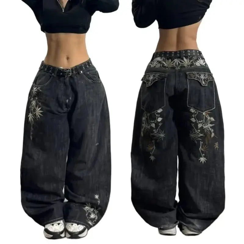 Big Washed Black Grey Jeans Loose - DRACO COUTURE