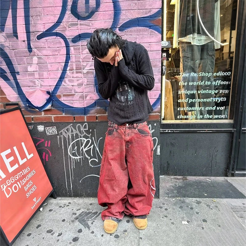 Y2K Baggy Jeans Red Vintage