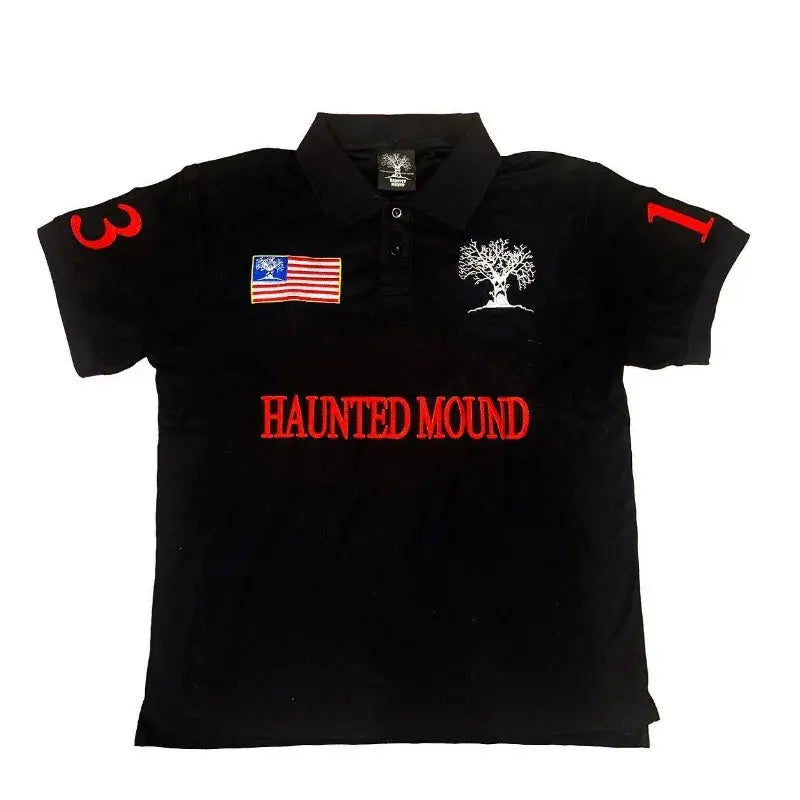 Y2K Haunted Polo Shirts Halloween Devil Pumpkin Pattern Embroidery Men Women Streetwear Gothic Hip Hop Rock Lapel Short Sleeves - DRACO COUTURE