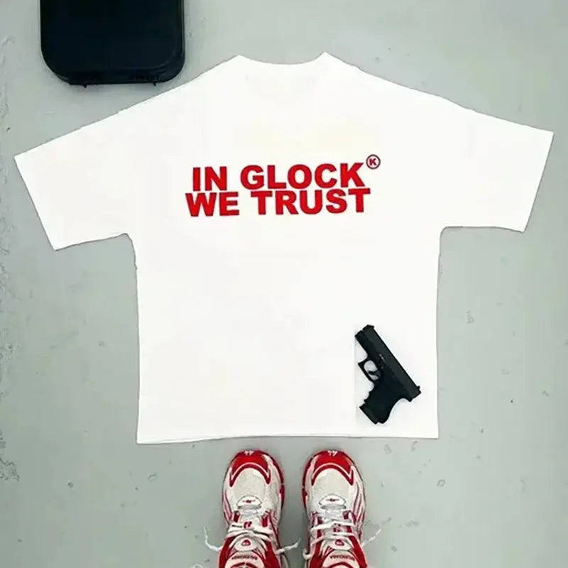 In Glock we Trust T-shirt Y2K Streetwear - DRACO COUTURE
