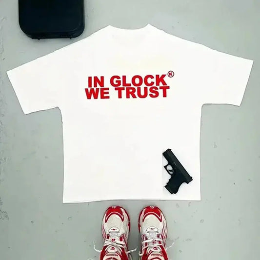 In Glock we Trust T-shirt Y2K Streetwear - DRACO COUTURE