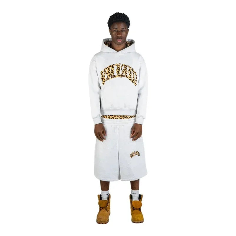 3-teiliges Sportbekleidungsset Y2K für Damen und Herren im Retro-Stil mit Leopardenmuster und Patchwork-Design, amerikanische Streetwear, Unisex, lässig-kastenförmig, Paar-Bekleidung