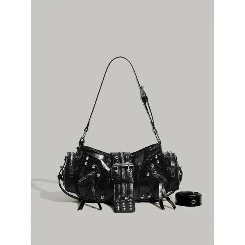Y2k Black Motorcycle Shoulder Bag - DRACO COUTURE