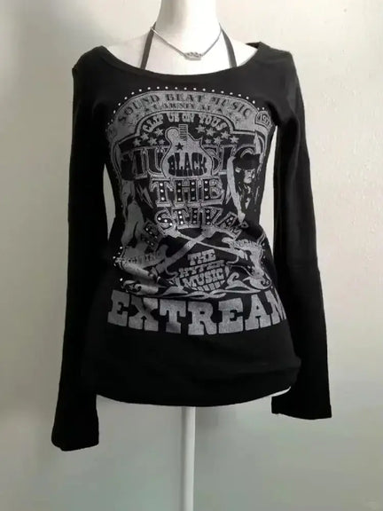 Vintage Gothic Streetwear T-shirt Woman Y2k Tops - DRACO COUTURE