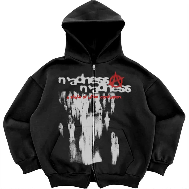 2000s zipper hoodie Y2k
