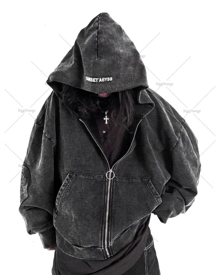 Washed Streetwear Hoodie Grey