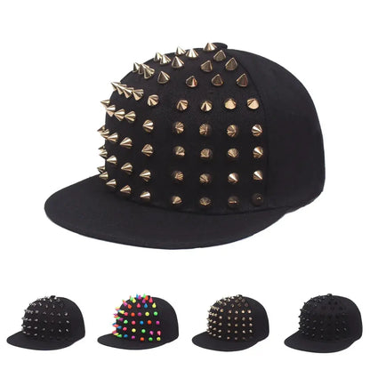Men and Women's Rivet Flat Hat, Punk Rock, Hip Hop Stud Baseball Caps, Male, Female, Youth, Teenagers, Boys, Girls - DRACO COUTURE