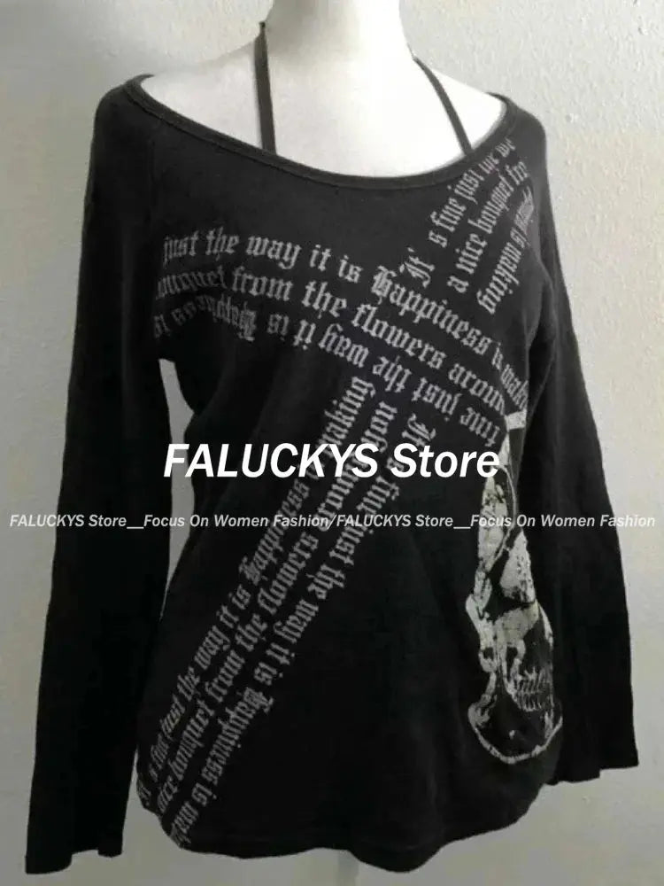 Vintage Gothic Streetwear T-shirt Woman Y2k Tops - DRACO COUTURE