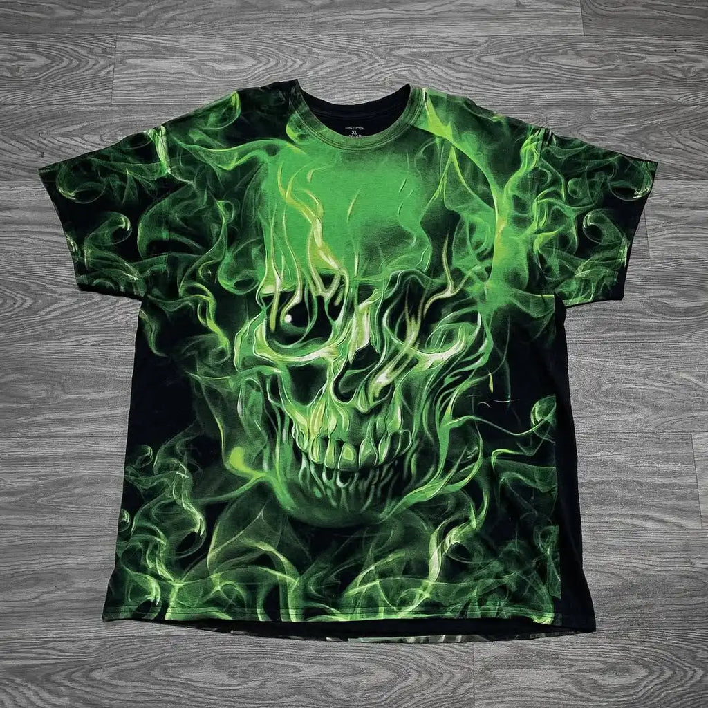 Y2K-Affliction Langarm-T-Shirt, weiß, Rundhalsausschnitt, Oversized-Schnitt, neu, Herren/Damen, Freizeit, Gothic, Baumwolle, Streetwear