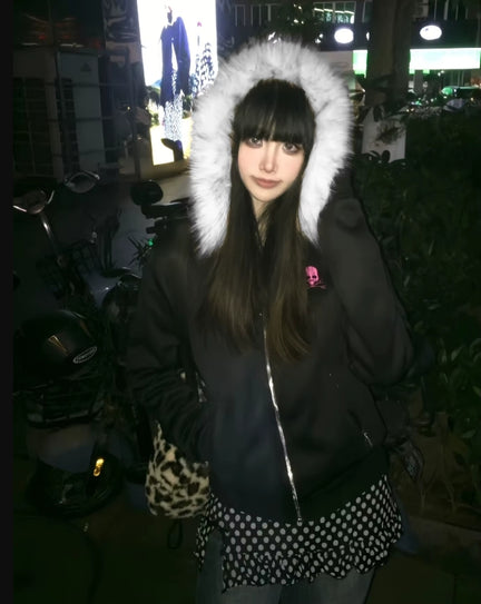 Damska Bluza z Futrem Y2K