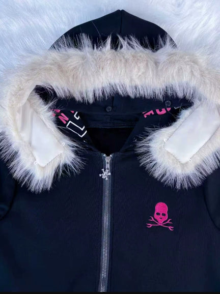 Damska Bluza z Futrem Y2K