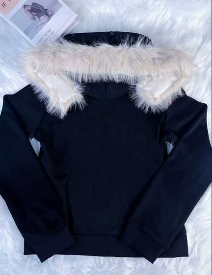 Damska Bluza z Futrem Y2K