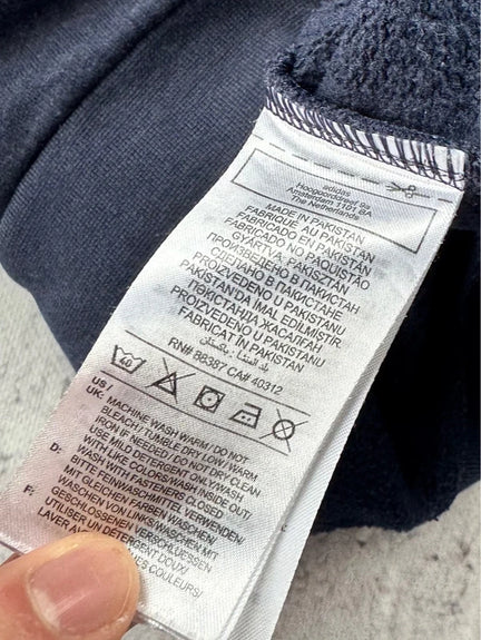 Granatowa bluza Adidas USA z futrem fur faux rozpinana zip z kapturem Hoodie 3 paski stripes białe