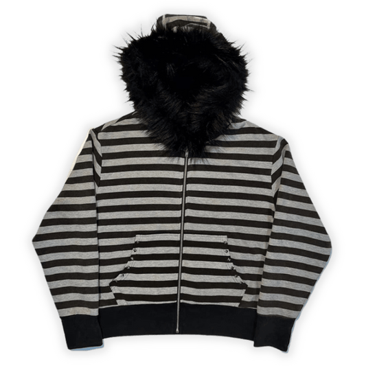 Black White Zip Hoodie