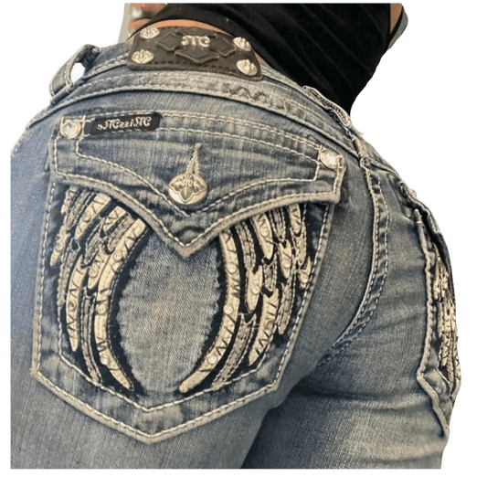 Y2K Embroidery Diamond Jeans Wings